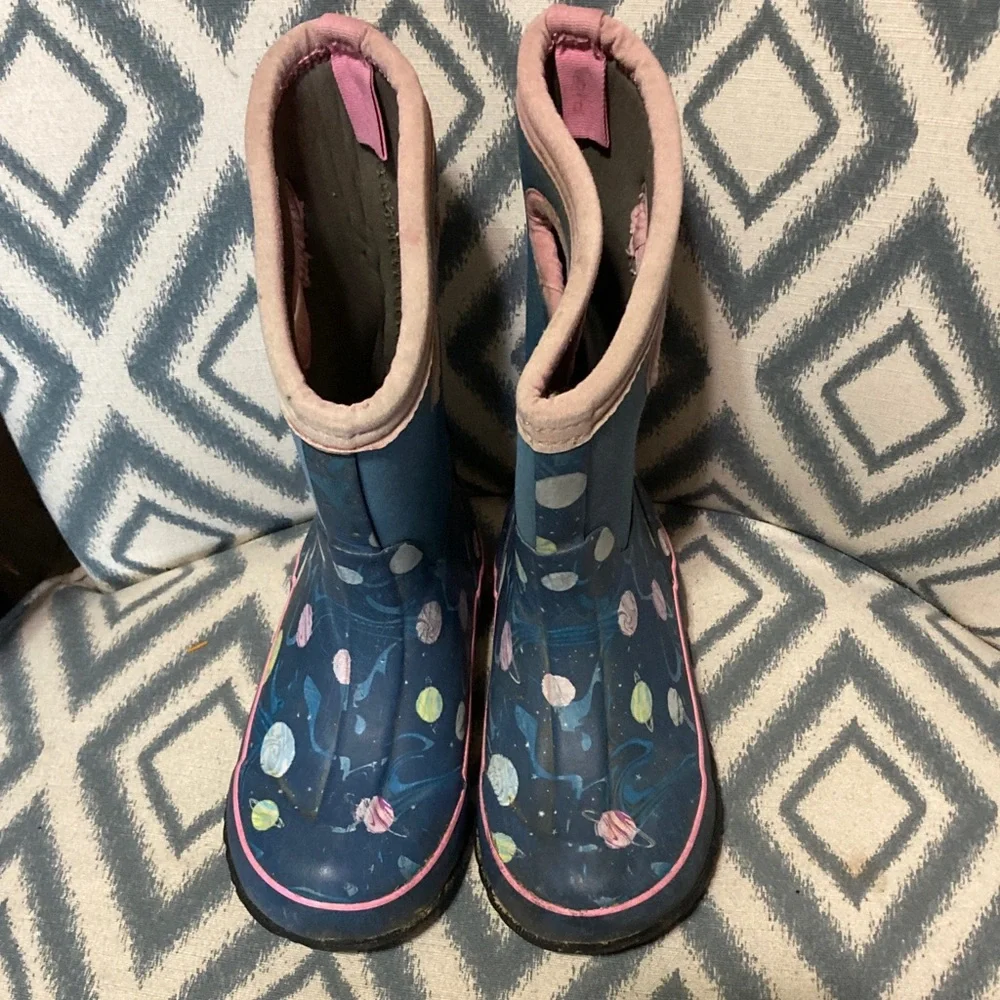Bogs Kids Blue and Pink Waterproof Boots 12